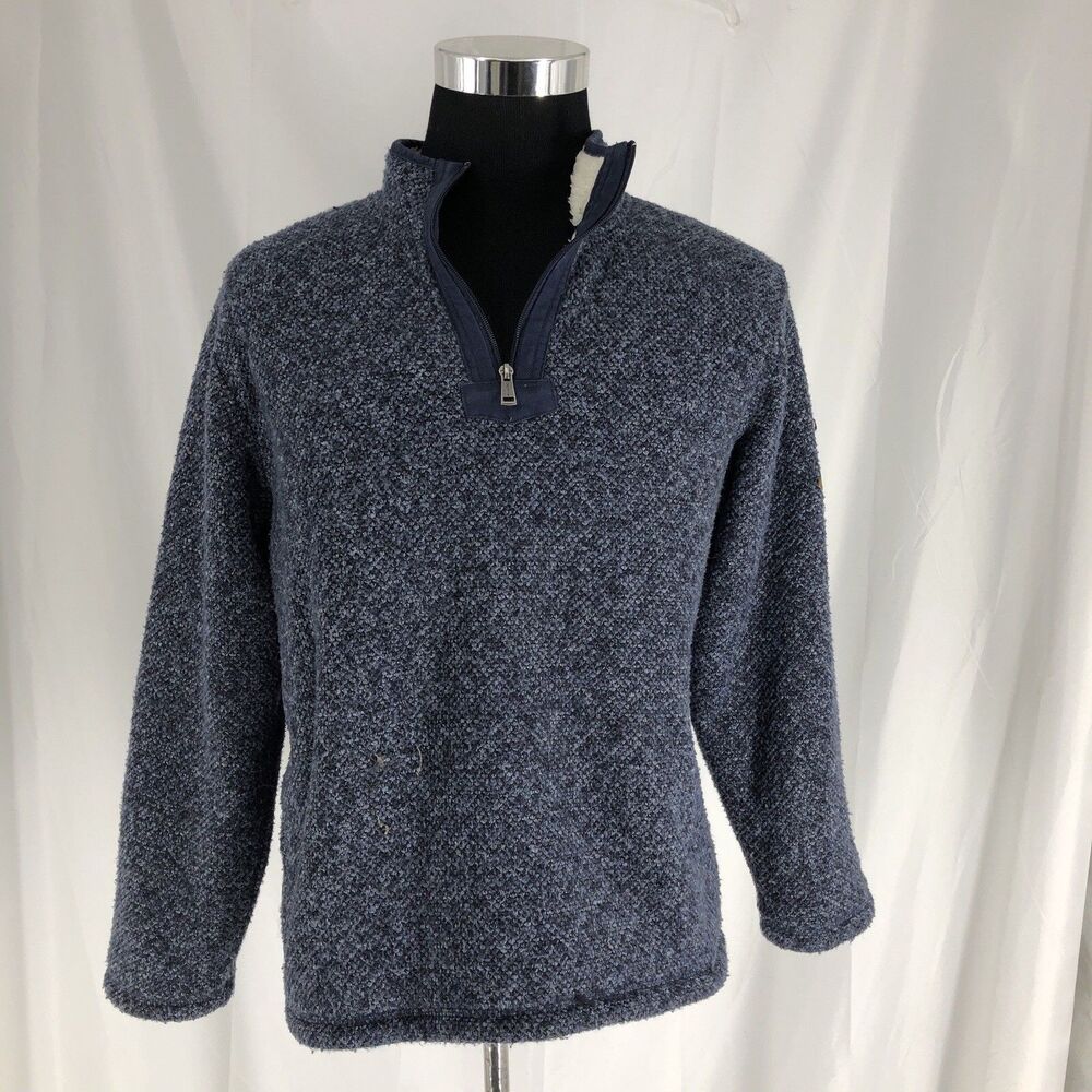 Orvis Men's Medium Blue 1/4 Zip Mock Neck Fleece